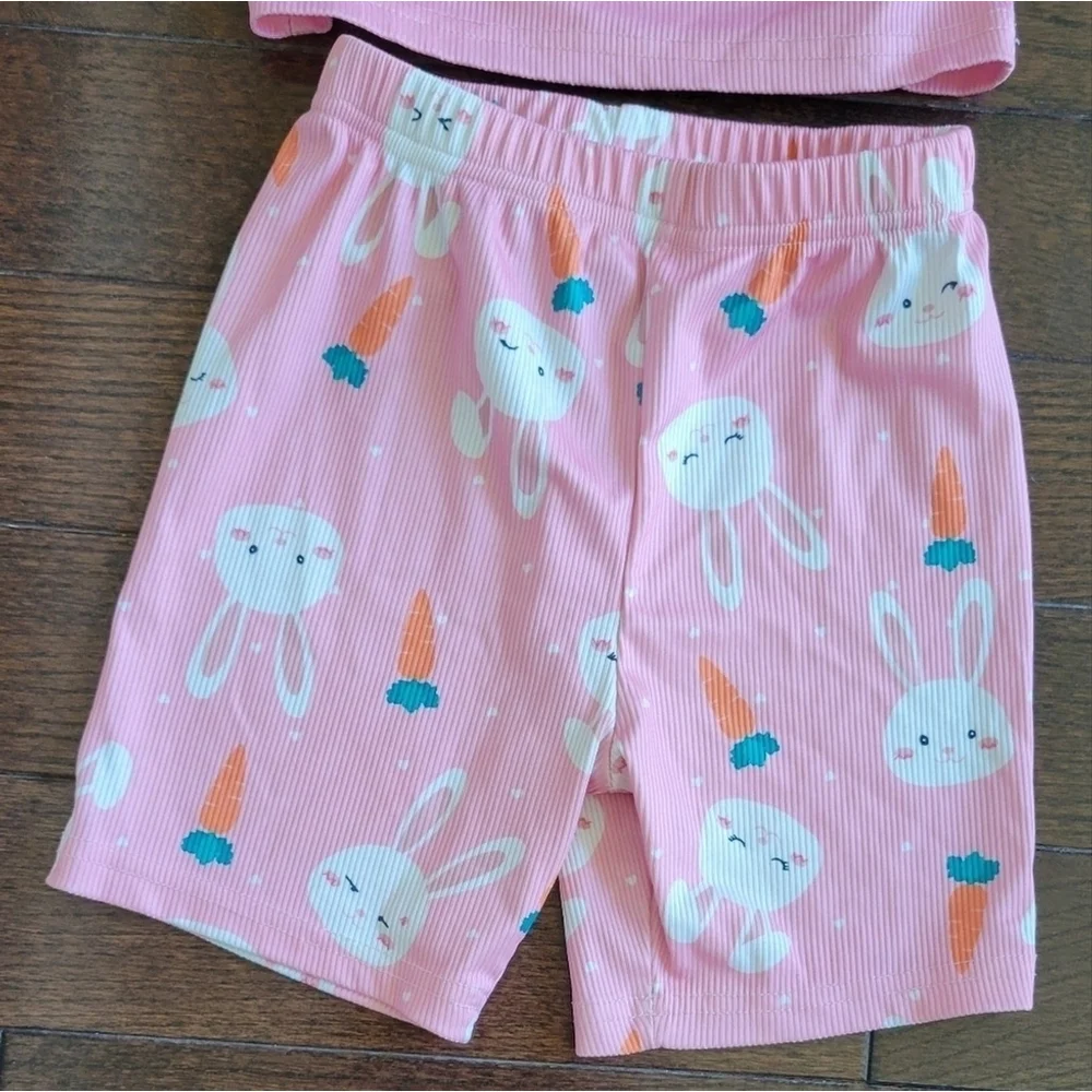 Toddler Girls Cartoon Graphic Contrast Trim Snug Fit PJ Set Size: 7Y